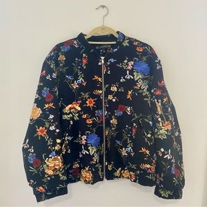 Zara Floral Quilted Bomber Jacket